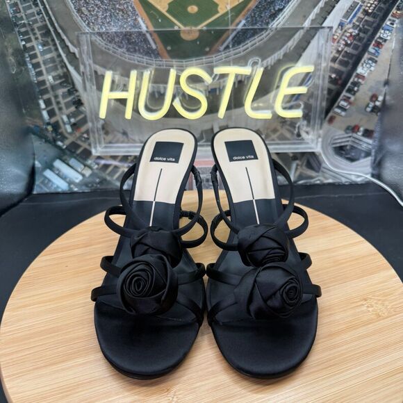 Dolce Vita Linzy Sandal Onyx Satin Womens Sz 9.5 - Picture 4 of 9